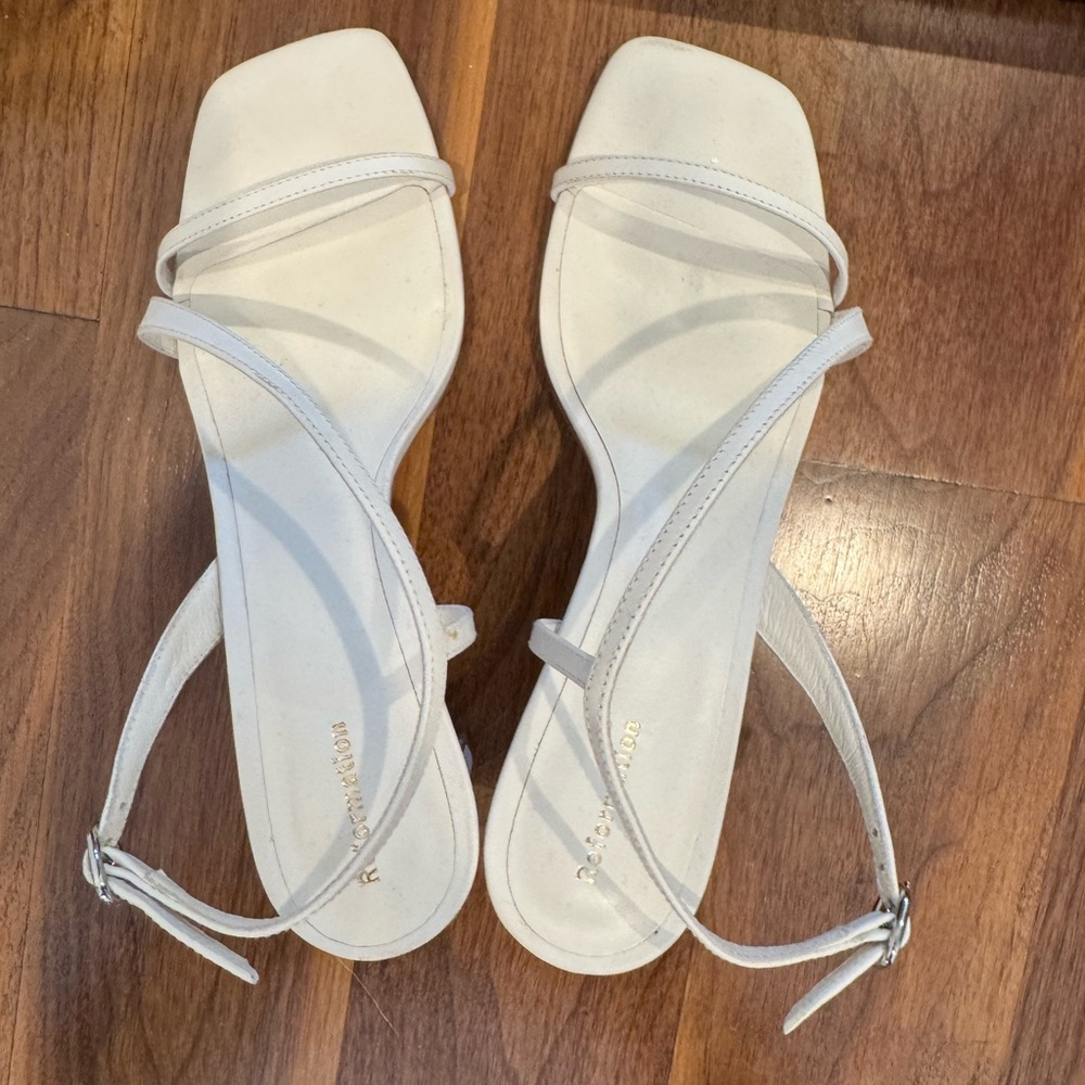 Reformation Excellent Condition White Strappy Sandals